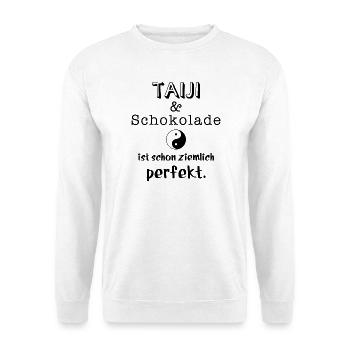 taiji und schokolade - Unisex Pullover - Weiß - Vorne - Alina (178cm) & Michal (187cm)