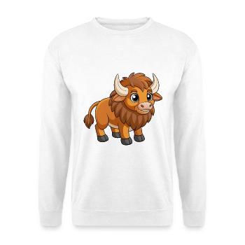 Bison Cute Mascot Cartoon Character Kawaii - Unisex Sweatshirt - white - Front