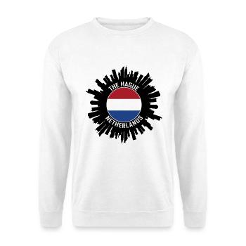 Den Haag Skyline Niederlande Flagge Reisesouvenir - Unisex Pullover - Weiß - Vorne - Alina (178cm) & Michal (187cm)