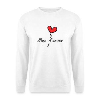 PAPA D'AMOUR. FÊTE DES PÈRES. BONNE FÊTE PAPA. - Unisex Pullover - Weiß - Vorne - Alina (178cm) & Michal (187cm)