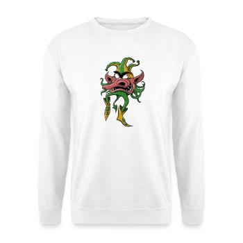 🤡 CIRCUS CLOWN Spaß und seltsame Geschenkartikel - Unisex Pullover - Weiß - Vorne - Alina (178cm) & Michal (187cm)