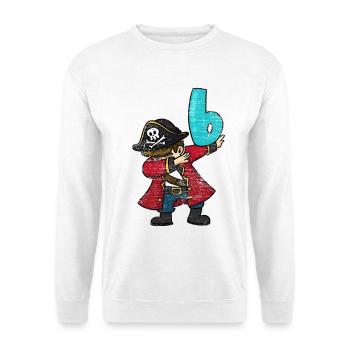Wilder Piratenkapitän Geburtstag - Unisex Pullover - Weiß - Vorne - Alina (178cm) & Michal (187cm)