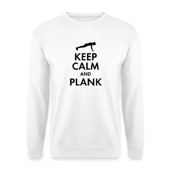 KEEP CALM AND PLANK - Unisex Pullover - Weiß - Vorne - Alina (178cm) & Michal (187cm)