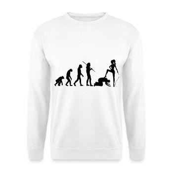 Evolution Domina - Vom Affen zur Herrin mit Sklave - Unisex Pullover - Weiß - Vorne - Alina (178cm) & Michal (187cm)