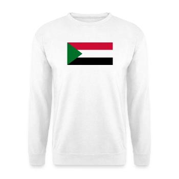 Sudan – Flaggenwappen, dreieckiges Emblem - Unisex Pullover - Weiß - Vorne - Alina (178cm) & Michal (187cm)