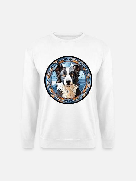 Border Collie Hunderasse Aquarellglas - Unisex Pullover - Weiß