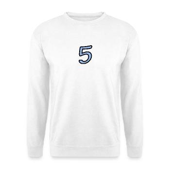 5. 5 JAHRE. 5-JÄHRIGES JUBILÄUM. 5-JÄHRIGES JUBILÄUM. 5. - Unisex Pullover - Weiß - Vorne - Alina (178cm) & Michal (187cm)