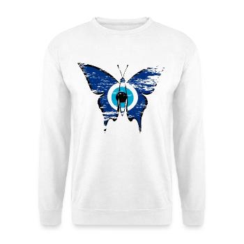 Nazar Schmetterling used - Unisex Pullover - Weiß - Vorne - Alina (178cm) & Michal (187cm)