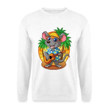 Lustige Ratte Cartoon Sommer Strand Sonnenbrille Gitarre - Unisex Pullover - Weiß - Vorne - Alina (178cm) & Michal (187cm)