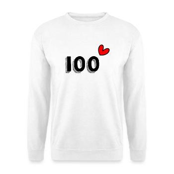 100. 100 JAHRE. 100-JÄHRIGES JUBILÄUM. 100. GEBURTSTAG - Unisex Pullover - Weiß - Vorne - Alina (178cm) & Michal (187cm)