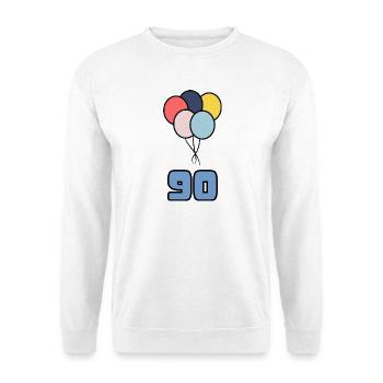 90. 90 JAHRE. 90-JÄHRIGES JUBILÄUM. GEBURTSTAG 90 JAHRE. - Unisex Pullover - Weiß - Vorne - Alina (178cm) & Michal (187cm)