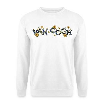 Van Gogh Sternennacht mit Sonnenblumen - Unisex Pullover - Weiß - Vorne - Alina (178cm) & Michal (187cm)