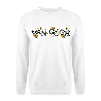 Van Gogh Sternennacht mit Sonnenblumen - Unisex Pullover - Weiß - Vorne - Alina (178cm) & Michal (187cm)