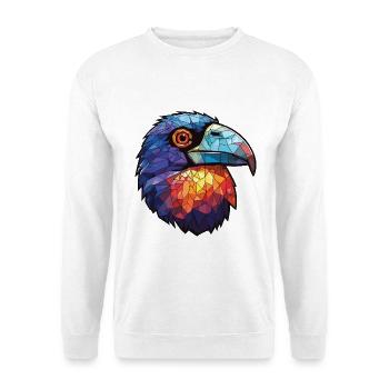 Krähe buntes Aquarell Tier Haustier Illustration - Unisex Pullover - Weiß - Vorne - Alina (178cm) & Michal (187cm)