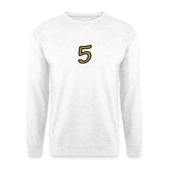 5. 5 JAHRE. 5-JÄHRIGES JUBILÄUM. 5-JÄHRIGES JUBILÄUM. 5. - Unisex Pullover - Weiß - Vorne - Alina (178cm) & Michal (187cm)