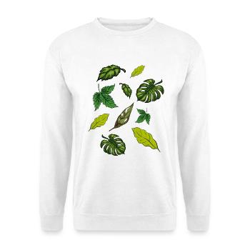 Zimmerpflanzen Pflanzen Blätter - Unisex Pullover - Weiß - Vorne - Alina (178cm) & Michal (187cm)