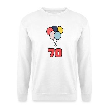 70. 70 JAHRE. 70-JÄHRIGES JUBILÄUM. GEBURTSTAG 70 JAHRE. - Unisex Pullover - Weiß - Vorne - Alina (178cm) & Michal (187cm)