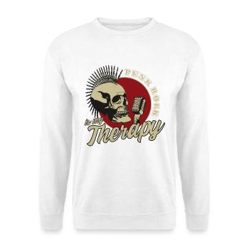 Punk Rock Is My Therapy Punkrock Punk Totenkopf - Unisex Pullover - Weiß - Vorne - Alina (178cm) & Michal (187cm)