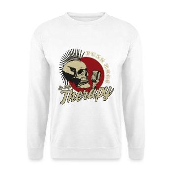 Punk Rock Is My Therapy Punkrock Punk Totenkopf - Unisex Pullover - Weiß - Vorne - Alina (178cm) & Michal (187cm)