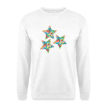 STERN. STERNE. STERN. STERNE. FEST. JAHRESTAG - Unisex Pullover - Weiß - Vorne - Alina (178cm) & Michal (187cm)