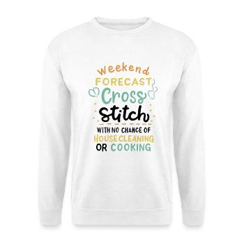Cross Stich Handarbeiten - Unisex Pullover - Weiß - Vorne - Alina (178cm) & Michal (187cm)
