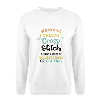 Cross Stich Handarbeiten - Unisex Pullover - Weiß - Vorne - Alina (178cm) & Michal (187cm)
