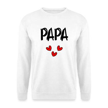 VATERTAG. ALLES GUTE ZUM GEBURTSTAG, PAPA. PAPA. ALLES GUTE ZUM GEBURTSTAG! - Unisex Pullover - Weiß - Vorne - Alina (178cm) & Michal (187cm)