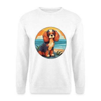 Cavalier König Charles Spaniel Hunderasse Karikatur - Unisex Pullover - Weiß - Vorne - Alina (178cm) & Michal (187cm)