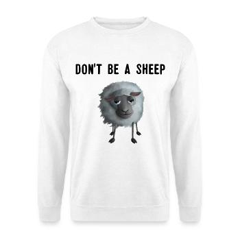 Don't be a Sheep - Schaf Spruch Individualist - Unisex Pullover - Weiß - Vorne - Alina (178cm) & Michal (187cm)