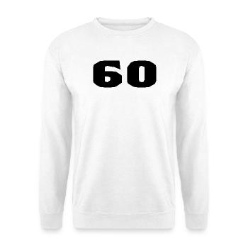 60. 60 JAHRE. 60-JÄHRIGES JUBILÄUM. 60. GEBURTSTAG. - Unisex Pullover - Weiß - Vorne - Alina (178cm) & Michal (187cm)