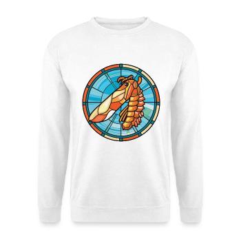 Garnelen-Bunte Aquarell-Tier-Haustier-Illustration - Unisex Pullover - Weiß - Vorne - Alina (178cm) & Michal (187cm)