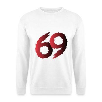 69 Symbol Zahl Neunundsechzig - Unisex Pullover - Weiß - Vorne - Alina (178cm) & Michal (187cm)