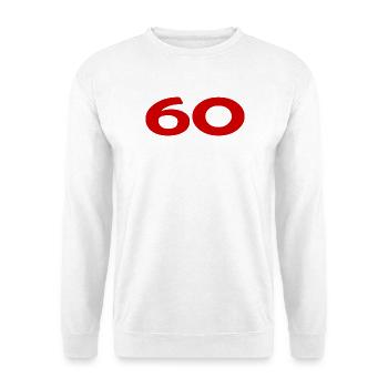 60. 60 JAHRE. 60-JÄHRIGES JUBILÄUM. 60. GEBURTSTAG. - Unisex Pullover - Weiß - Vorne - Alina (178cm) & Michal (187cm)