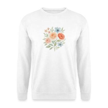 Blütentraum – nostalgisch & zart - Unisex Pullover - Weiß - Vorne - Alina (178cm) & Michal (187cm)