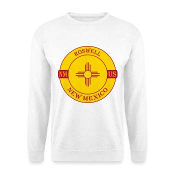 Roswell New Mexico Flagge USA Reise Souvenir Abzeichen - Unisex Pullover - Weiß - Vorne - Alina (178cm) & Michal (187cm)