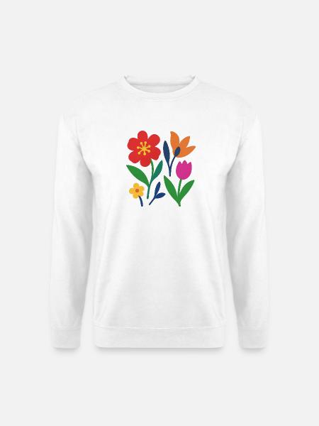 Pop Flowers – bunt & stilisiert - Unisex Pullover - Weiß