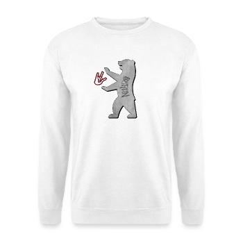"I love you Berlin" im Graffiti Style - Unisex Pullover - Weiß - Vorne - Alina (178cm) & Michal (187cm)