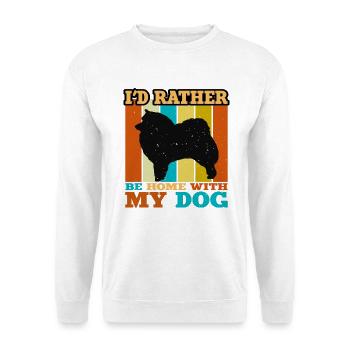 Japanischer Spitz Hund Liebhaber Silhouette Vintage Sonnenuntergang - Unisex Pullover - Weiß - Vorne - Alina (178cm) & Michal (187cm)