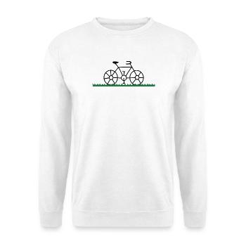 - RADFAHREN. RADSPORT. GO GREEN. ÖKOLOGIE. UMWELT. - Unisex Pullover - Weiß - Vorne - Alina (178cm) & Michal (187cm)