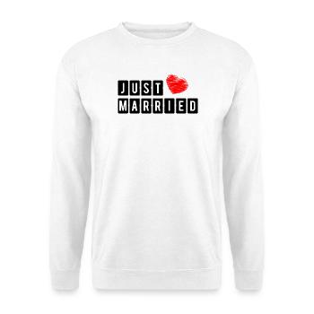 FRISCH VERHEIRATET. ICH LIEBE DICH. ICH LIEBE DICH. LIEBE. LIEBE. - Unisex Pullover - Weiß - Vorne - Alina (178cm) & Michal (187cm)