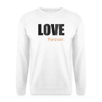 ICH LIEBE DICH. ICH LIEBE DICH. LIEBE. LIEBE. HERZ. - Unisex Pullover - Weiß - Vorne - Alina (178cm) & Michal (187cm)