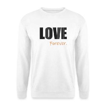 ICH LIEBE DICH. ICH LIEBE DICH. LIEBE. LIEBE. HERZ. - Unisex Pullover - Weiß - Vorne - Alina (178cm) & Michal (187cm)