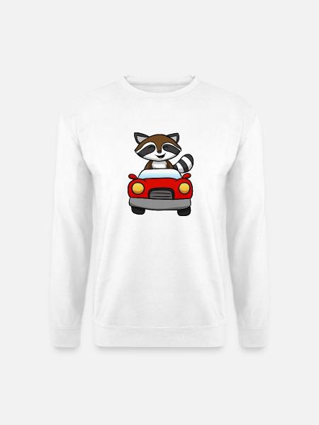 Auto Waschbär Lustig - Unisex Pullover - Weiß