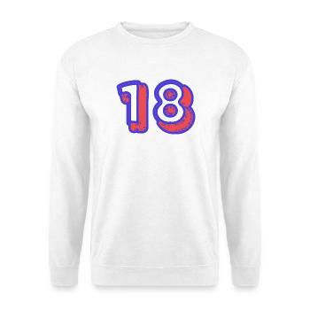 18. 18 JAHRE ALT. 18. JAHRESTAG. 18. GEBURTSTAG. - Unisex Pullover - Weiß - Vorne - Alina (178cm) & Michal (187cm)