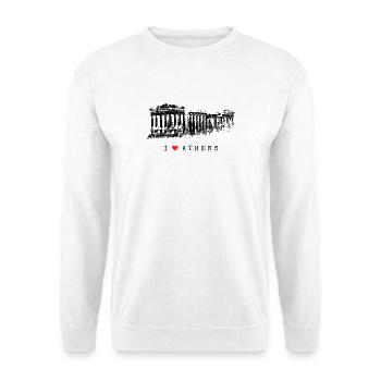 Athen Akropolis Vintage Griechenland I Love Athens - Unisex Pullover - Weiß - Vorne - Alina (178cm) & Michal (187cm)
