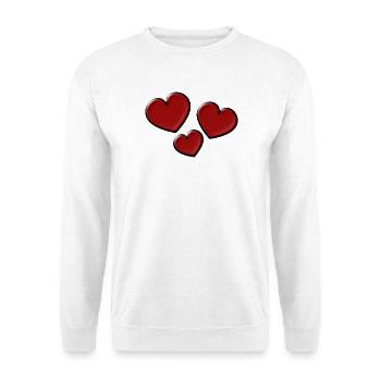 ICH LIEBE DICH. ICH LIEBE DICH. LIEBE. LIEBE. HERZ - Unisex Pullover - Weiß - Vorne - Alina (178cm) & Michal (187cm)