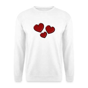 ICH LIEBE DICH. ICH LIEBE DICH. LIEBE. LIEBE. HERZ - Unisex Pullover - Weiß - Vorne - Alina (178cm) & Michal (187cm)