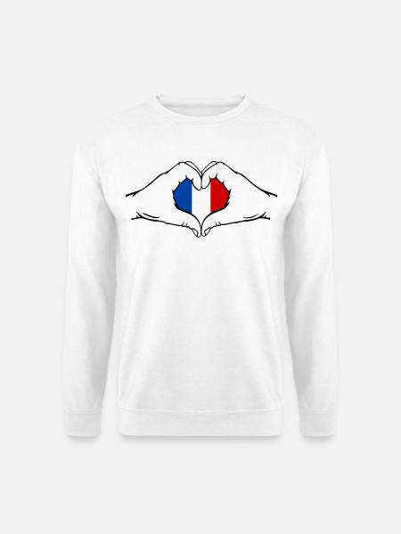 Frankreich Herzform mit Hände - Unisex Pullover - Weiß