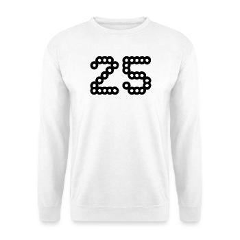 25. 25 JAHRE. 25-JÄHRIGES JUBILÄUM. 25-JÄHRIGES JUBILÄUM. - Unisex Pullover - Weiß - Vorne - Alina (178cm) & Michal (187cm)