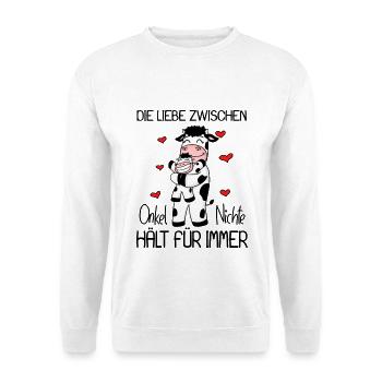 Onkel Nichte Liebe Spruch Kuh Kühe Familie - Unisex Pullover - Weiß - Vorne